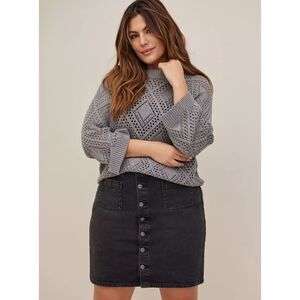 Size 20 - Torrid Button Front Mini Skirt - Denim Black - Women's plus